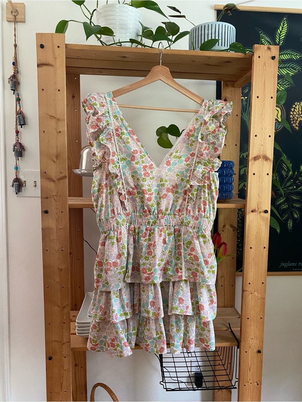 Love The Label Floral Tiered Mini Ruffle Dress Large - Picture 5 of 16